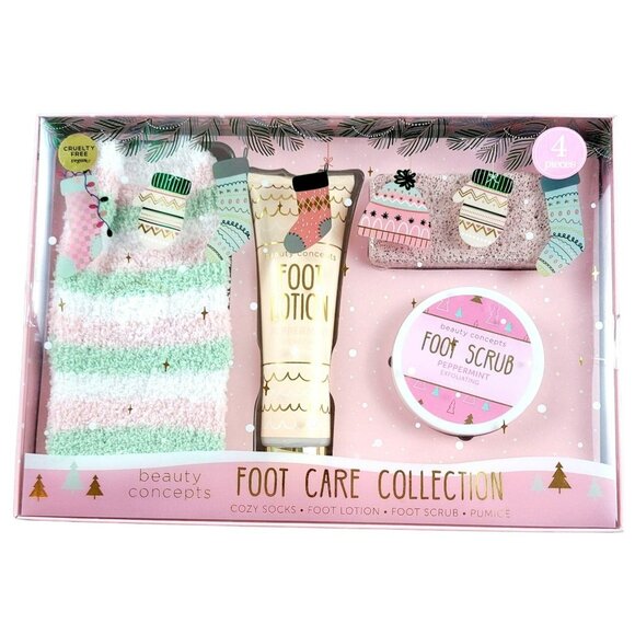 Foot Care Gift Set Beauty Concepts Collection Socks Lotion Scrub JH1498 - Picture 1 of 2